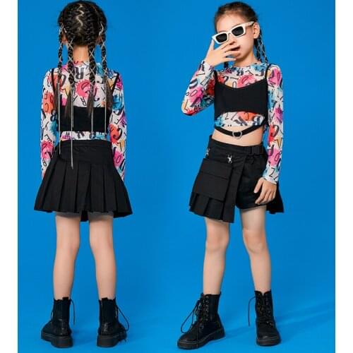 Childrens Dance Costume Jazz Dancing Perofrmnace Clothes For Girls Cheerleader Dance Clothes Hip Hop Street Outfits DNV15148