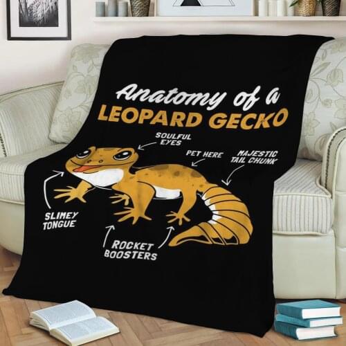 Anatomy Leopard Gecko Flannel Throw Blanket 3D Printed Keep Warm Sofa Child Blanket Home Decor Textiles Dream Family Gift
