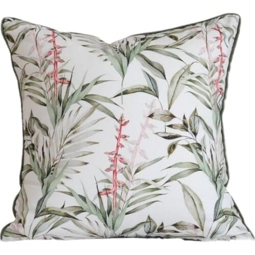 DUNXDECO Green Leaf Cushion Cover For Couch Out Door Decorative Pillow Case Nordic Classical Plants Cotton Cushion Sofa Chair