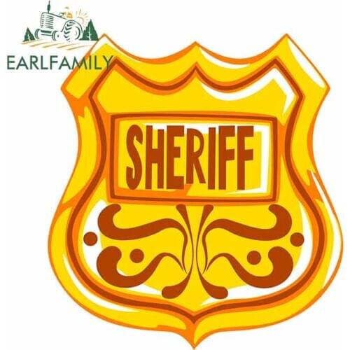 EARLFAMILY 13cm x 12.2cm for Golden Sheriff Shield DIY Motorcycle Car Stickers Vinyl Car Sticker Anime Waterproof 3D Truck Decal