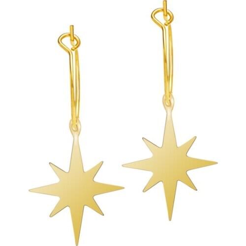 Fever&Free Minimalist Gold Star Hoop Earrings Stainless Steel Cross Moon Geometric Thin Circle Charm Hoops Earring Wholesale