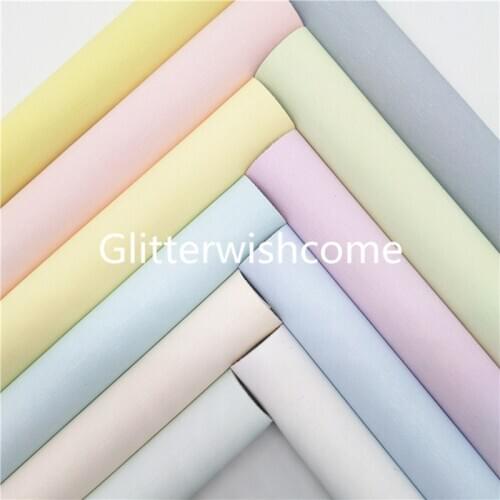 Glitterwishcome 21X29CM A4 Size Pastel Colors Synthetic Leather, Faux Leather Fabrich Sheets for Bows GM904B