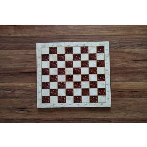 13.7 Inch Luxury Red Marble Chess Board First-Class Marble Plated Board Wooden Chess Board Patterned Red Marble Gift for Him