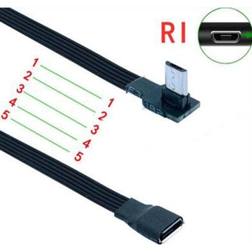 5-core Data Transmission Wire USB2.0-Micro B male to Micro B 5PIN Female Extension Cable Flexible Device Extension Cable 0.5M