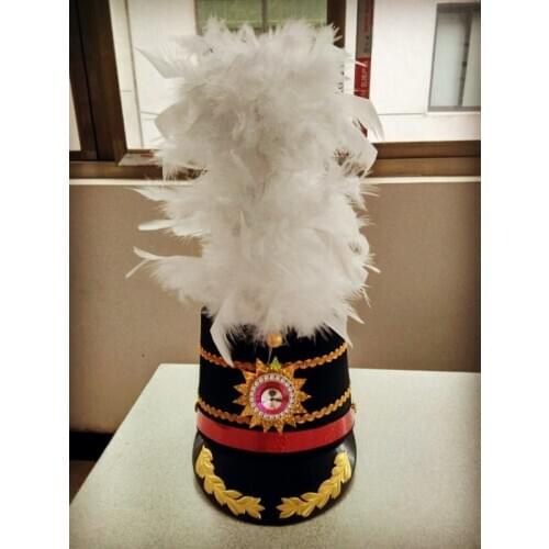 White Feather Top Hat School Drum Team Bar Nightclub Show Music Guard of Honour Accessories Military Cap Carnival Supplies