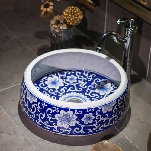 Bathroom Lavabo Ceramic Counter Top Wash Basin Cloakroom Hand Painted Vessel Sink bathroom sinks countertop wash basin