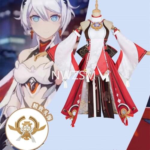Game Genshin Impact Yae Guuji Cosplay Costume Wigs Shoes Dress Party Outfit Uniform Women Halloween Carnival Costumes