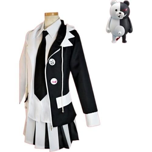 Anime Danganronpa Monokuma Cosplay Costumes High Quality Monokuma Unisex Cosplay Costume Coat+shirt+tie+skirt(or Pants)+socks