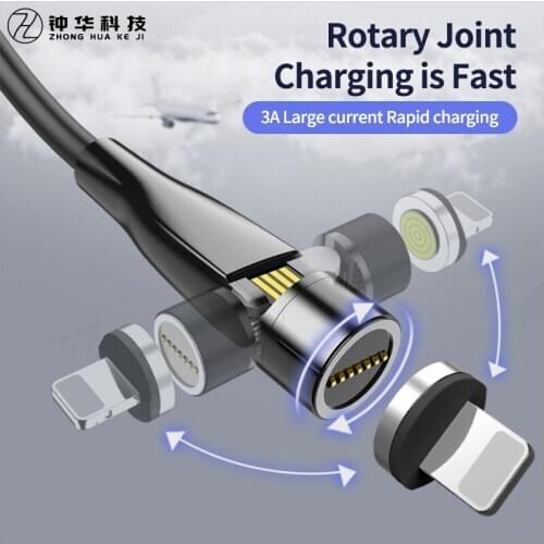 Olaf 540 Rotate 3A Magnetic Cable Micro USB Type C Cable Magnet Charger For iPhone Samsung Xiaomi Phone Charging Data Cord 1M 2M