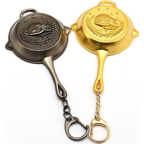 Mengtuyi Jewelry Keychain Game Battleground Fry Pan Olive Helmet Pendants PUBG Keyring Holder Metal Accessory