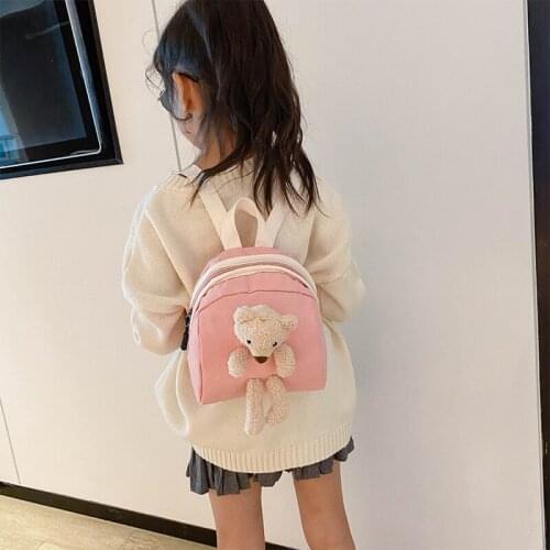Fashion Popular Girl Kindergarten School Backpack Cute Cartoon Animal Bear Kids Storage Bag Portable Travel Children Sac