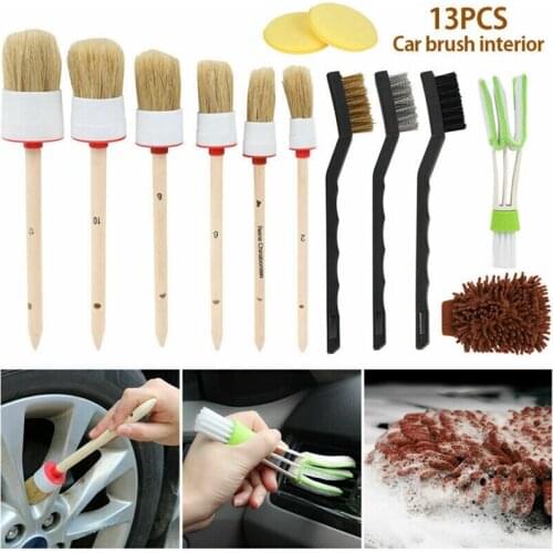 13pcs Car Detailing Brush Set Car Brushes Wash Tool Cleaning Car Wheel Brush Interior Dashboard Air Outlet Brush Car Clean Tools