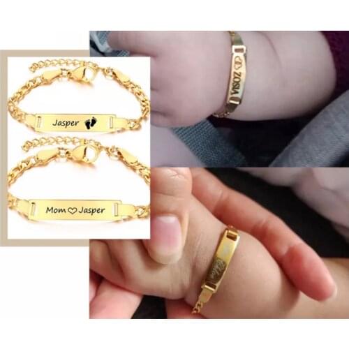 Stainless Steel Custom Baby Bracelet Name Adjustable Baby Toddler Child ID Bracelet-Personalized Girl Boy Birthday Gift Kid