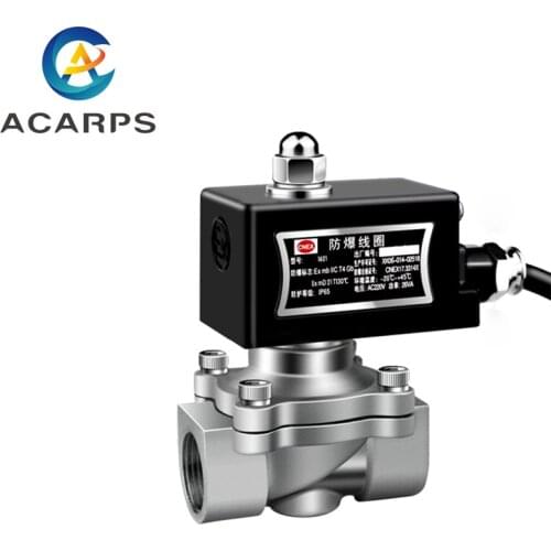 3/4" Stainless Steel Normally Closed Explosion Proof Solenoid Valve Water Valve Chemical Coal Mine Natural Gas Valve 220V