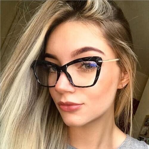 Cats Eye Alloy Transparent Computer Glasses Frame Women Men Anti Blue Light Eyewear Blocking Glasses Optical Spectacle Eyeglass