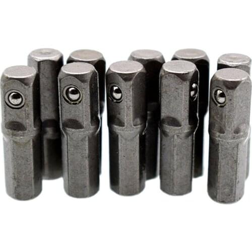 10pcs Impact Socket Adapter Converter 1/4" Hex Shank To 1/4" Square Drive 25mm