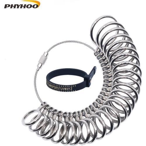 PHYHOO Ring Sizer Gauge Set Jewellery Measure Finger Sizing Tools Rings Size Measurements UK Sizes A-Z Metal Steel