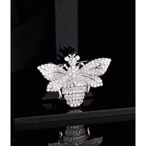 Pin Jewelry Micro-crystal White wasp brooch Temperament Fashion Brooch party School ceremony gift