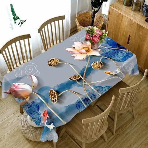 Plastic dining Tablecloth Cofffee Dining waterproof 3D rectangular tablecloth round table customized size Cushion cover