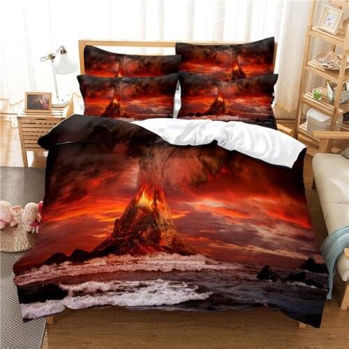 Volcano Eruption Bedding Duvet Cover Set 3d Digital Printing Bed Linen Fashion Design Comforter Cover Bedding Sets Bed Set