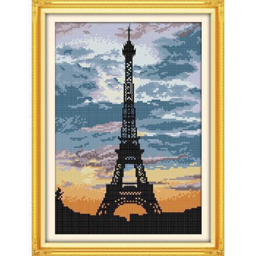 Needlework,11ct/14ct DIY Cross stitch,Sets For Embroidery kits, The City Tower at Dust Pattern Cross-Stitch Home Wall Decor Gift
