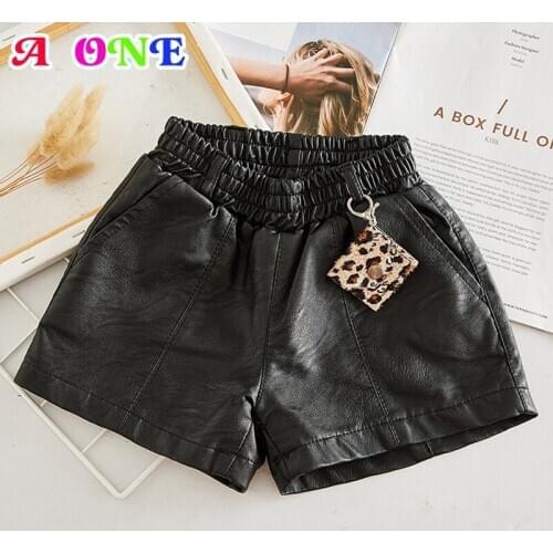Autumn Winter shorts girls baby girl shorts fashion black PU kids designer girls brands streetwear style clothes 2 to 14 years