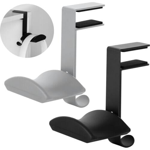 Universal Aluminium Alloy Headphone Holder Headset Bracket Hanger Metal Wall Clamp Hook Foldable Earphone Stand Desktop Mount