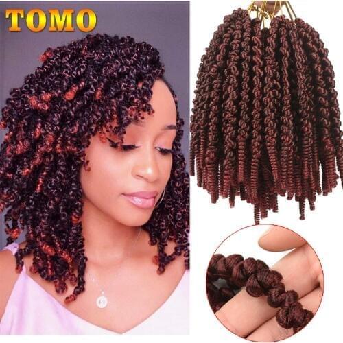 TOMO Ombre Spring Twist Crochet Hair 15 Strands Crochet Braids Bomb Twist for Black Women 8 Inch Synthetic Hair Extensions