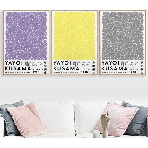 Yayoi Kusama Artwork Exhibition Posters and Prints Wireless point Wall Art Pictures Canvas Painting for Living Room Home Decor