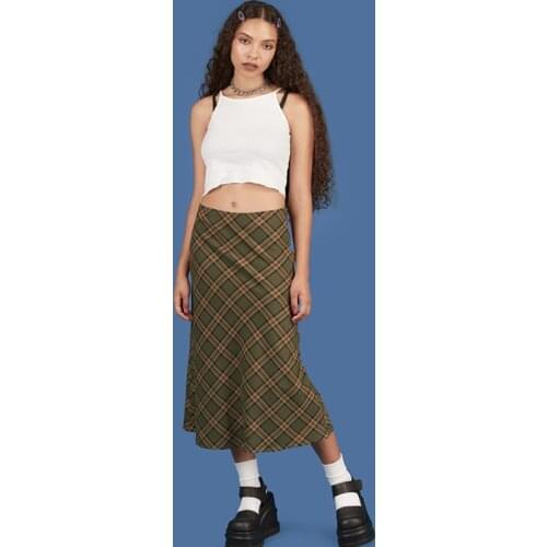 Women Plaid Printed Close-fitting Long Skirt Summer Casual High Waist Mermaid Skirts Fashion Y2K Streetwear
