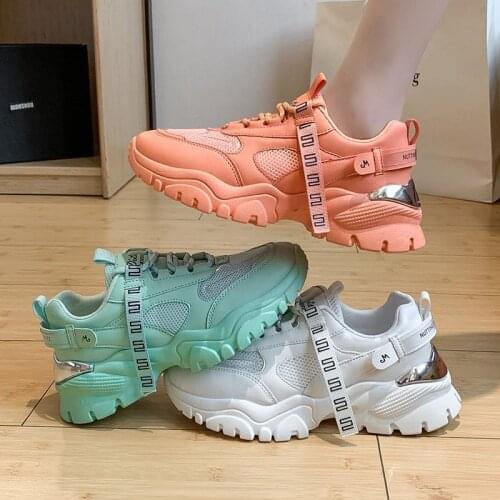 2020 Fashion Sneakers Women Platform Chunky Casual Shoes Pink White Designers Mesh Woman Tennis Female Walking Trainers 5cm