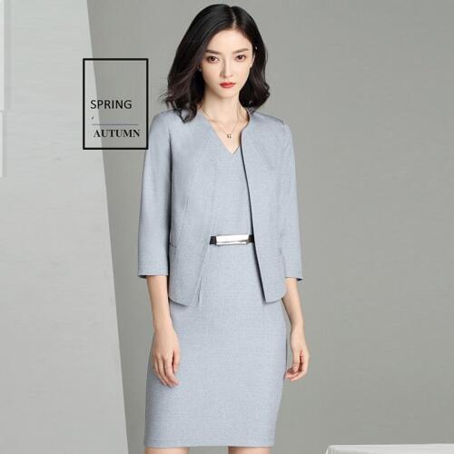 High Quality Spring Autumn Woman Business Dress Suit Set,OL Wedding Party Formal Clothes Set,vestidos formales para el trabajo