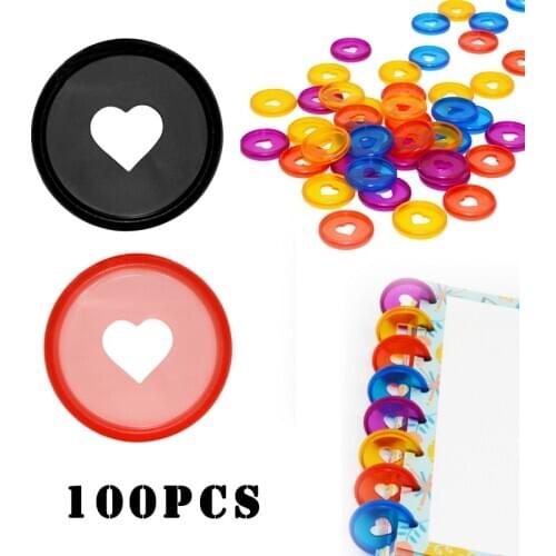 100PCS 28MM Notebook Plastic Binding Ring Mushroom Hole Binding Disc DIY Plastic 360 Degree Love Disc Clasp Office Supplies
