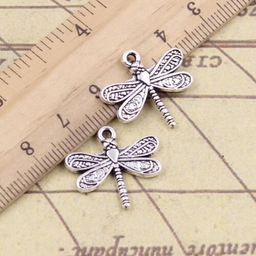 20pcs Charms Dragonfly 21x19mm Tibetan Bronze Silver Color Pendants Antique Jewelry Making DIY Handmade Craft For Necklace