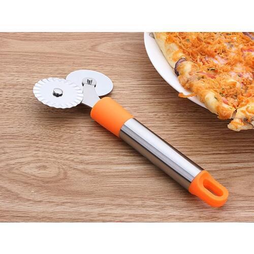 400pcs/lot Stainless Steel Double Roller Pizza Knife Cutter Pastry Pasta Dough Crimper Round Hob Lace Wheel Kitchen tools