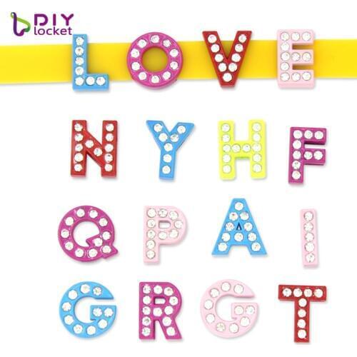 8MM 1300PCS DIY Mix Rhinestone Slide Letters Zinc Alloy English Alphabet A-Z DIY Charms Fit Wristband /Pet Collar LSSL024*1300