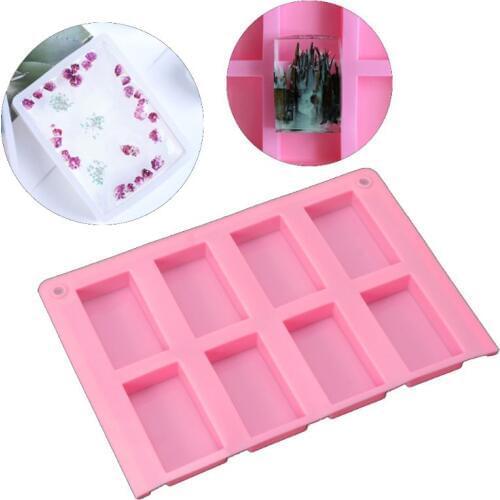 8 Silicone Mold Cavities Rectangle Cuboid Soap Dried Flower Resin Mold DIY Tool