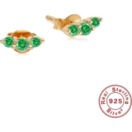 Canner 925 Sterling Silver Earrings Stud Single Row Triple Zircon Luxury Earrings For Women 1 Pair Piercing Aretes De Mujer