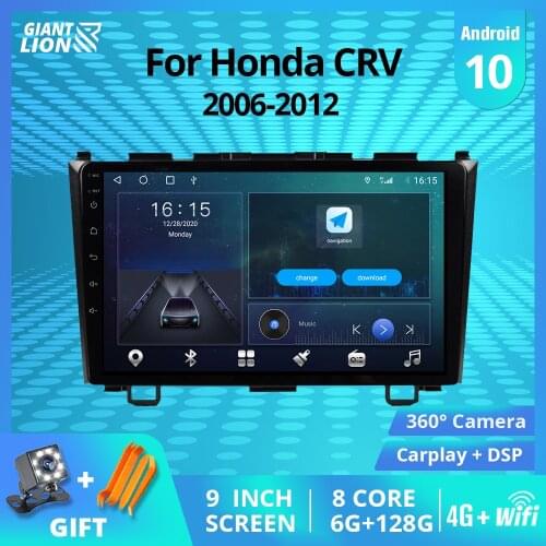2DIN Android 10.0 Car Radio For Honda CRV 2006-2012 Stereo Receiver GPS Navigation Auto Radio Car Audio Player NO 2DIN DVD IGO