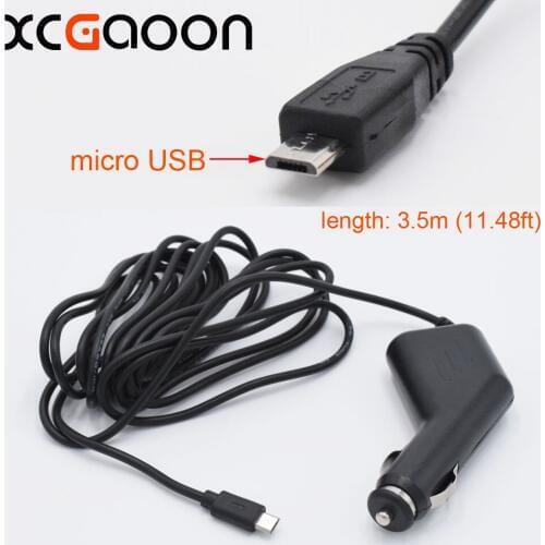 XCGaoon 5V 2A Micro USB Car Charger for Car DVR Camera / Smartphone Mobile / GPS fit 12V 24V Car, Cable Length 3.5meter