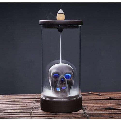 Household Ceramic Incense Burner 20-Pack Windproof Incense Stand 6-Color LED Backflow Desktop