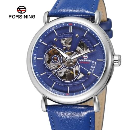 2019 FORSINING Brand Classic Golden Skeleton Mechanical Clocks Men Genuine Leather Strap Luxury Man Business Casual Gift Watches