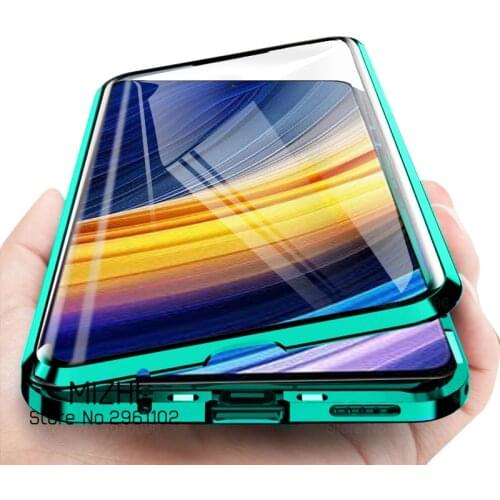 For Poco X3Pro Case 360 Magnetic Flip Case For Poco X3 Pro PocoPhone x 3 Pro Double-Sided Tempered Glass Phone Covers Coque