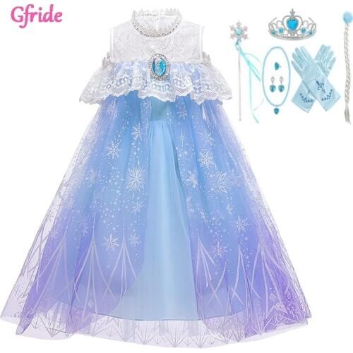 Kids Snow Queen Cosplay Elza Costume Outfit Halloween Disguise Clothing Girls An na Dress Fancy Princess Party Costume