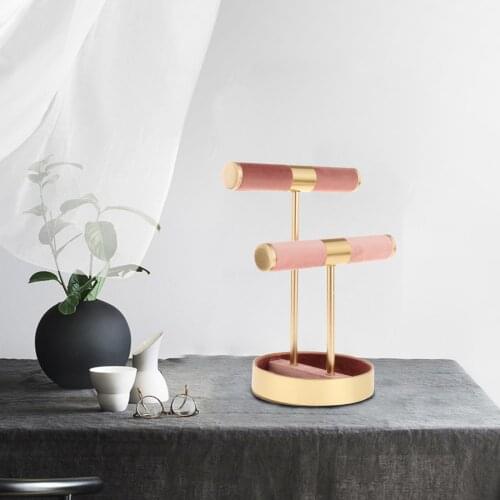 Double Layer T-Bar Bracelet Necklace Jewelry Display Stand for Home Organization