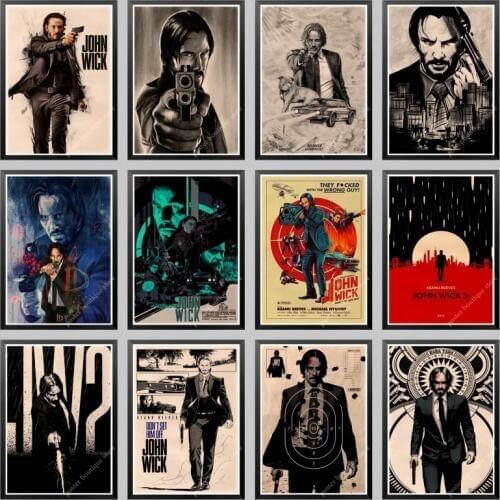 John Wick poster /Keanu Reeves movie poster/vintage poster/ living room decoration/home cafe bar kraft paper poster Wall Sticker