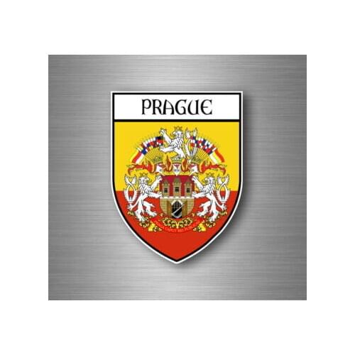 Hot Sticker Car Motorbike Coat of Arms City Flag Badge Prague Czech Stickers for Laptops, Office Supplies, Motorcycles, Cars