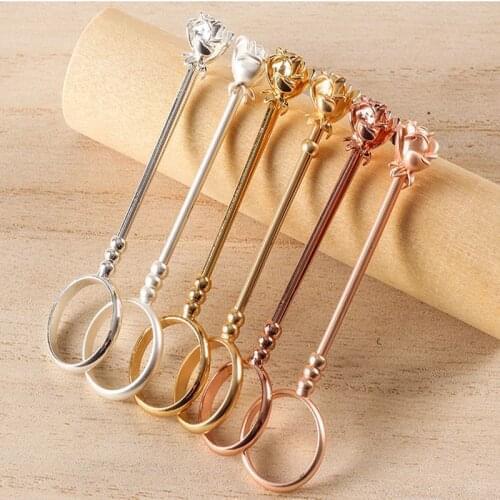 Fine Rose flower Cigarette Holder Ring Rack Metal Finger Clip Women Men Slim Cigarettes Smoking Accessories Ring Gift Set