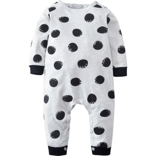 2020 New Newborn Clothes Dots Letter Baby Boy Girl Romper Long Sleeve One Piece Suit Baby Clothing Jumpsuit Infant Outfits Full