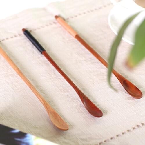 1 Pcs Natural Long Handle Wooden Mixing Spoons Coffee Tea Spoon Honey Stirring Spoon Wooden Spoon with Thin Handle